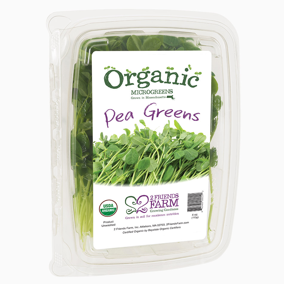 Pea Greens - certified organic microgreens pea shoots fresh greens
